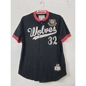 (M5) Hustle Gang 32 Wolves Jersey Mens Size L Hip Hip Black Embroidered RARE